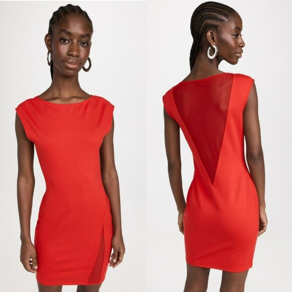 NEW Victor Glemaud Ruby Red Holiday Mini Dress Mesh Back Cosplay Futuristic - Picture 1 of 10